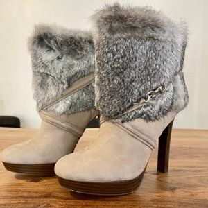 Coach Athena Soft Nubuck Leather & Rabbit Fur Boots